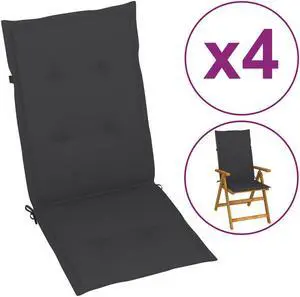 vidaXL Chair Cushion 4 Pcs Garden High Back Chair Cushion Anthracite Fabric