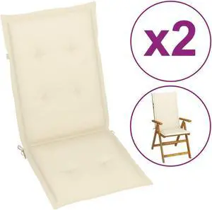 vidaXL Chair Cushion 2 Pcs Outdoor Garden High Back Chair Cushion Cream Fabric