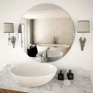 vidaXL Wall Mirror Transparent Glass 27.6 in diameter Wall mounting
