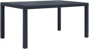 vidaXL Patio Table Garden Dining Table with Rattan Look Plastic Anthracite