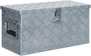 vidaXL Aluminum Box 24.2"x10.4"x11.8" Silver Toolbox Trailer Box Organizer vidaXL Aluminum Box 24.2"x10.4"x11.8" Silver Toolbox Trailer Box Organizer