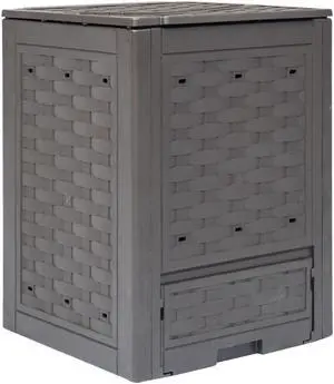 vidaXL Garden Composter Trash Can Compost Bin with Lid Brown Plastic Rattan