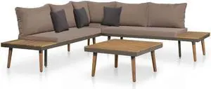 vidaXL Patio Furniture Set 4 Piece Sofa with Table Solid Acacia Wood Brown