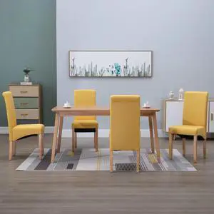 vidaXL Dining Chairs 4 Pcs Upholstered Side Chair with Wood Frame Brown Fabric