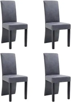 vidaXL Dining Chairs 4 Pcs Side Chair for Home Kitchen Gray Faux Suede Leather