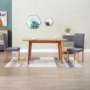 vidaXL 2x Dining Chairs Light Gray Fabric Home Office Kitchen Seat Furniture vidaXL 2x Dining Chairs Light Gray Fabric Home Office Kitchen Seat Furniture