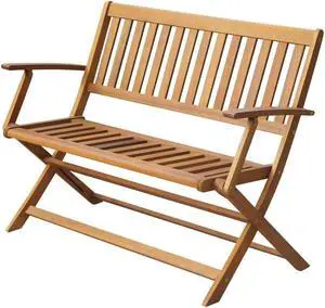 vidaXL Folding Garden Bench Patio Wooden Bench with Armrest Solid Wood Acacia