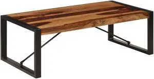 vidaXL Coffee Table Brown Solid Acacia wood, Powder-Coated Steel