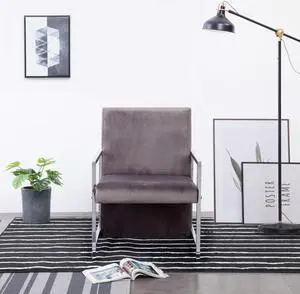 vidaXL Accent Chair Accent Single Sofa Chair with Chrome Feet Dark Gray Velvet