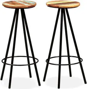 vidaXL Bar Stools Bar Seats Counter Height Stools 2 Pcs Solid Reclaimed Wood