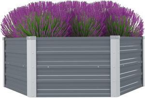 vidaXL Raised Garden Bed Patio Raised Flower Bed Galvanized Steel Planter Gray