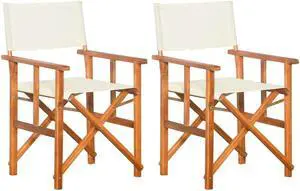 vidaXL Director's Chair 2 Pcs Camping Chair for Outdoor Garden Solid Wood Acacia