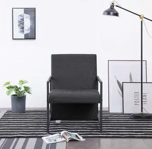 vidaXL Accent Chair Accent Single Sofa Chair with Chrome Feet Dark Gray Fabric