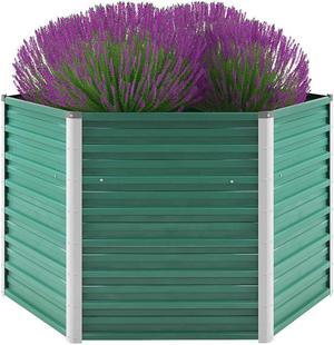 vidaXL Raised Garden Bed Flower Bed Galvanized Steel Outdoor Planter Gray