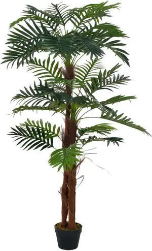vidaXL Artificial Tree Faux Tropical Palm Decorative Palm with Pot Green 65"