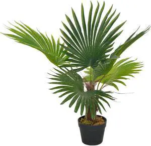 vidaXL Artificial Plant Palm with Pot Green 27.6" Fresh Faux Plant Leaf Decor