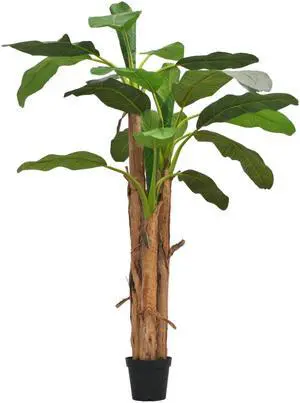 vidaXL Artificial Tree with Pot Fake Banana Tree Lifelike Tree 98.4" Green