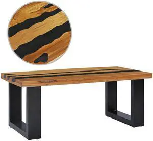 vidaXL Coffee Table End Table Side Sofa Table Solid Wood Teak and Lava Stone