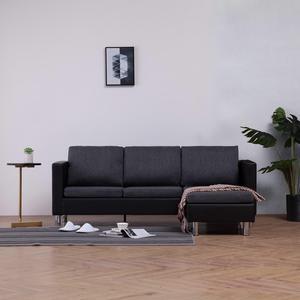 vidaXL Sofa Upholstered Sectional Sofa Couch with Cushions Black Faux Leather