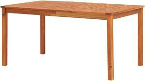 vidaXL Solid Acacia Wood Patio Table with Umbrella Hole 59" Garden Dining