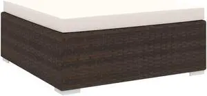 vidaXL Outdoor Wicker Ottoman Wicker Ottoman Seat with Cushion Poly Rattan Brown