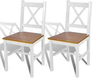 vidaXL Dining Chairs 2 Pcs Accent Chair with Curved Slat Back White Pinewood