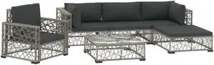 vidaXL Patio Furniture Set 8 Piece Outdoor Sofa and Table Poly Rattan Gray
