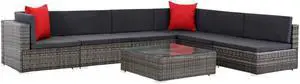 vidaXLPatio Sofa Set Sectional Sofa Outdoor Furniture 7 Piece Poly Rattan Gray