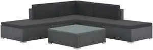 vidaXLPatio Sofa Set Sectional Sofa Patio Furniture 6 Piece Poly Rattan Black