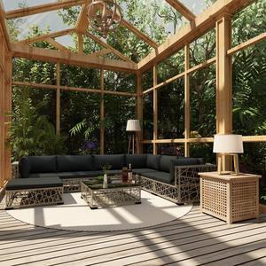 vidaXL Patio Dining Set 5 Piece Dining Table and Chairs Rattan Black and Brown