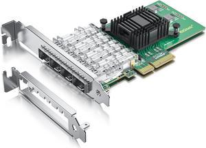 1.25Gb PCI-E NIC Network Card with Intel I350-AM4 Chipset, Quad SFP Port, PCI Express Gigabit Ethernet Server Adapter, Support Windows Server/Linux/VMware, Compare to Intel I350-F4