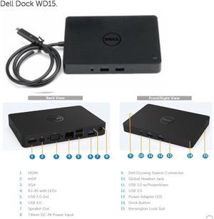 Dell 5FDDV 4K Docking Station USB-C WD15 (No Power Adapter) USB Type-C Docking Station Only