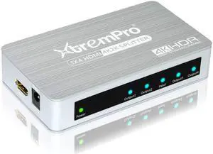 XtremPro Slim 1x2 Port, 1 Input 2 Output HDMI 2.0 Aluminium 4K 2K 60Hz HDR, HDCP 2.2 Splitter - Silver (61084) (1 x 4)