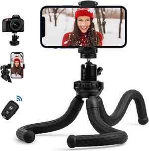 Fotopro Flexible Tripod, Tripod for iPhone with Remote, Camera Tripod, Mini Phone Tripods Stand with Universal Clip Compatible with iPhone Samsung Action Camera for Live Streaming Vlogging