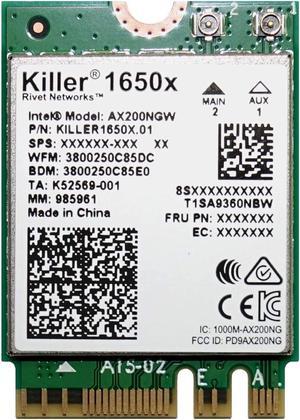 Killer Wi-Fi 6 AX1650 Module – Dual Band, 2x2 Wi-Fi 6/11AX, Bluetooth 5.1, M.2/NGFF (Gig+)