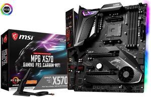 MSI MPG X570 GAMING PRO CARBON WIFI Motherboard (AMD AM4, DDR4, PCIe 4.0, SATA 6Gb/s, M.2, USB 3.2 Gen 2, AX Wi-Fi 6, HDMI, ATX)