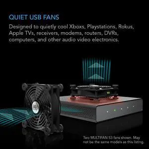 AC Infinity MULTIFAN S1, Quiet 80mm USB Fan for Receiver DVR Playstation Xbox Computer Cabinet Cooling