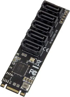 IO CREST Internal 5 Port Non-Raid SATA III 6GB/s M.2 B+M Key Adapter Card for Desktop PC Support SSD and HDD. JMB585 Chipset