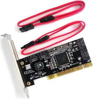 Padarsey 4 Ports PCI SATA Raid Controller Internal Expansion Card with 2 Sata Cables, PCI to SATA Adapter Converter for Desktop PC Support HDD SSD