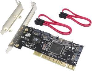 GODSHARK 4 Ports PCI SATA Raid Controller Internal Expansion Card with 2 Sata Cables, PCI to SATA Adapter Converter for Desktop PC Support HDD SSD