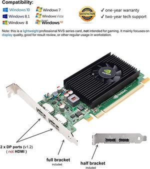 Epic IT Service – Nvidia Quadro NVS 310 with Dual displayports, Both Half and Full Size Brackets for Both SFF or Regular Full Size Computer(1 Year Warranty)