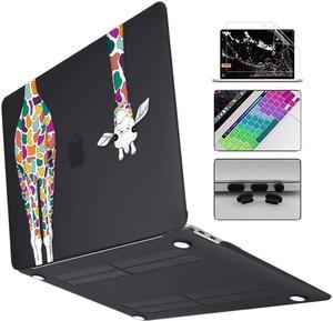 Mektron MacBook Pro 16 Case A2141 2019 Release, Matte Black Colorful Giraffe Smooth Hard Shell Cover 16 inch Laptop Case w/Keyboard Skin & Screen Protector & Dust Plug