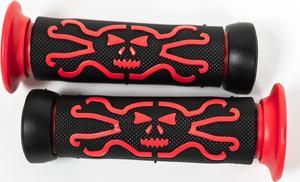 ATV / PWC Skull Hand Grips Cross Bones Red Rubber Compatible with Arctic Cat TBX/XC/DS