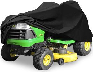 Deluxe Riding Lawn Mower Tractor Cover Fits Decks up to 62" - Black - 190T Polyester Taffeta PA Coated Water and Sunray Resistant Storage Cover - 82" L x 50" W x 47" H