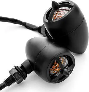 2pcs Black Heavy Duty Motorcycle Turn Signals Warplane Propeller Engine Blinkers Compatible with Harley Davidson V-Rod Night Street V Rod