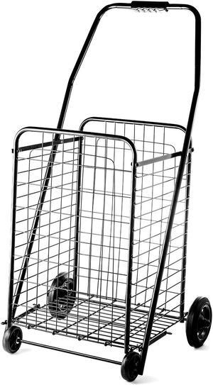 Folding Shopping Cart Jumbo Size Basket with Wheels for Laundry Grocery Travel