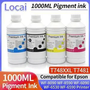 1000ML T748XL T748 T748XXL Pigment Ink For Epson WorkForce Pro WF-8090 WF-8590 WF-6090 WF-6530 WF-6590 Printer Ink