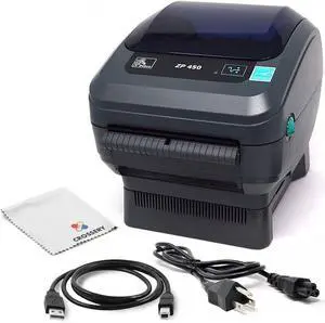 Ze bra ZP450 Direct Thermal Shipping Label Printer - High-Speed ZP450-CTP Thermal Printer Bundle with USB Cable, Power Supply & Microfiber Cloth, Made for UPS Labels, Amazon FBA Bar code