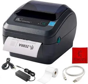 Ze bra GX420D Direct Thermal Label, Receipt & Bar code Printer - with USB 2.0 Cable, 4x6 Label Roll, 24V - USB, Serial and Ethernet Connectivity