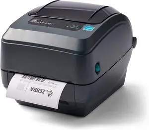 Ze bra - GX430t Thermal Transfer Desktop Printer for Labels, Receipts, Bar codes, Tags, and Wrist Bands - Print Width of 4 in - USB, Serial, Parallel, and Ethernet Connectivity (Includes Peeler)
